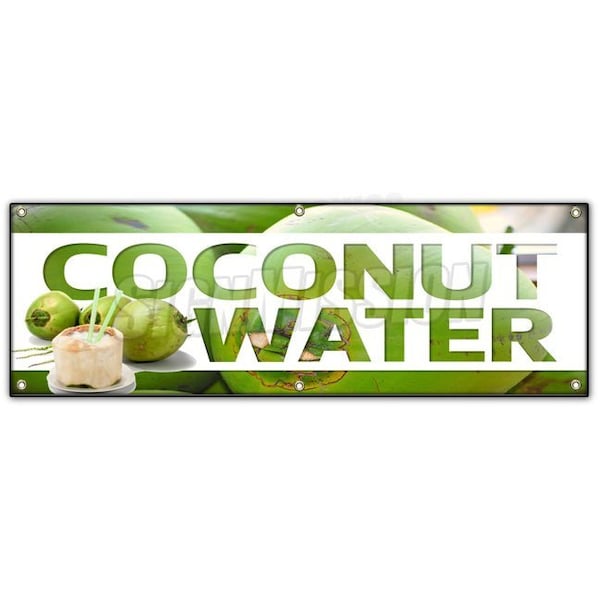 COCONUT WATER BANNER SIGN fresh drinks cold ice soda water